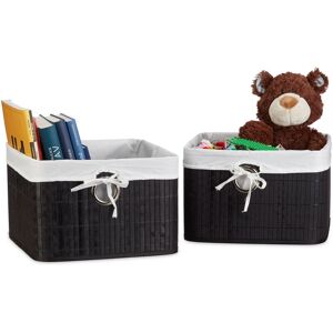 Set of 2 Relaxdays Storage Basket, Fabric Lining, Bamboo, Rectangular, Bathroom, Accessories, HxWxD: 20x31x31 cm Black Set of 2 Relaxdays Storage Basket, Fabric Lining, Bamboo, Rectangular, Bathroom, Accessories, HxWxD: 20x31x31 cm Black