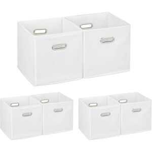 Set of 6 Relaxdays Storage Boxes, No Lids, With Handles, Folding, Square Shelf Bins, 30 x 30 x 30 cm, White Set of 6 Relaxdays Storage Boxes, No Lids, With Handles, Folding, Square Shelf Bins, 30 x 30 x 30 cm, White