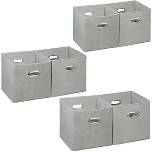 Set of 6 Relaxdays Storage Boxes, No Lids, With Handles, Folding, Square Shelf Bins, 30 x 30 x 30 cm, Grey Set of 6 Relaxdays Storage Boxes, No Lids, With Handles, Folding, Square Shelf Bins, 30 x 30 x 30 cm, Grey