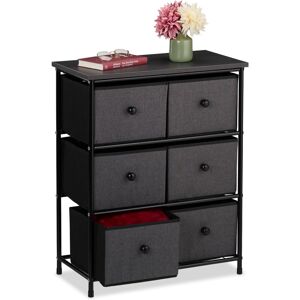 Chest of Drawers, 6 Fabric Compartments, Hallway & Bedroom, hwd: 73x60x32 cm, Dresser, Metal, Grey/Black - Relaxdays Chest of Drawers, 6 Fabric Compartments, Hallway & Bedroom, hwd: 73x60x32 cm, Dresser, Metal, Grey/Black - Relaxdays