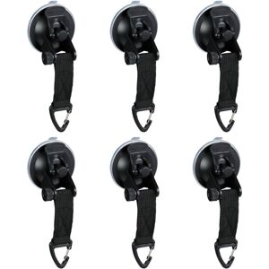 Relaxdays - Suction Cup Hook, Set of 6, Camping, Motorhome, Car, Strong Hold, Hold up to 2 kg, Travel Accessories, Black Relaxdays - Suction Cup Hook, Set of 6, Camping, Motorhome, Car, Strong Hold, Hold up to 2 kg, Travel Accessories, Black