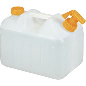 Relaxdays - Water Canister with Tap, 10 Litres, Camping Container, BPA-Free Plastic, Wide Opening, Handle, White/Orange Relaxdays - Water Canister with Tap, 10 Litres, Camping Container, BPA-Free Plastic, Wide Opening, Handle, White/Orange