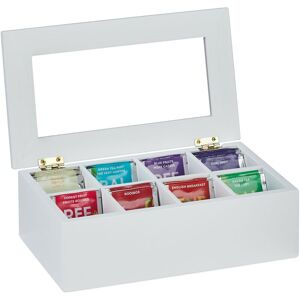 Relaxdays Tea Box, 8 Compartments, Bamboo, HBT: 9x28x16 cm, Tea & Coffee Pods, Tea Box with Lid, Dust Protected, White Relaxdays Tea Box, 8 Compartments, Bamboo, HBT: 9x28x16 cm, Tea & Coffee Pods, Tea Box with Lid, Dust Protected, White