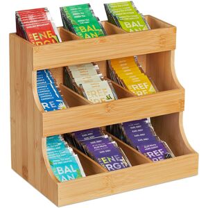 Relaxdays Tea Organiser, 9 Compartments, Bamboo, HxWxD: 24 x 27 x 17.5 cm, Bags & Coffee Pads, Storage Rack, Natural Relaxdays Tea Organiser, 9 Compartments, Bamboo, HxWxD: 24 x 27 x 17.5 cm, Bags & Coffee Pads, Storage Rack, Natural