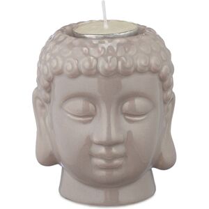Relaxdays Tealight Holder, Set of 2, Buddha Head Design, Ceramic, Zen Home Decor, Living Room, Bathroom, Feng Shui, Grey Relaxdays Tealight Holder, Set of 2, Buddha Head Design, Ceramic, Zen Home Decor, Living Room, Bathroom, Feng Shui, Grey