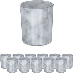 Relaxdays - Tealight Holders, Set of 12, Marble Look, Votive Candle Glasses, h x Diam.: 8.5 x 7 cm, Home & Garden, Grey Relaxdays - Tealight Holders, Set of 12, Marble Look, Votive Candle Glasses, h x Diam.: 8.5 x 7 cm, Home & Garden, Grey