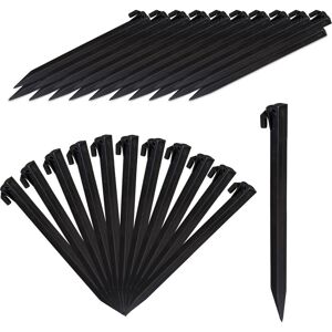 Relaxdays - Tent Pegs Set of 32, Lightweight Anchor Pins, Soft & Sandy Terrain, 31 cm Long, Plastic, Stakes, Black Relaxdays - Tent Pegs Set of 32, Lightweight Anchor Pins, Soft & Sandy Terrain, 31 cm Long, Plastic, Stakes, Black