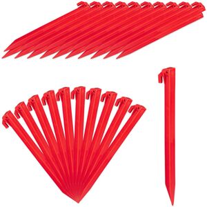 Relaxdays - Set of 64 Tent Pegs Lightweight Anchor Pins, Soft & Sandy Terrain, 31 cm, Plastic, Stakes, Assorted, Red Relaxdays - Set of 64 Tent Pegs Lightweight Anchor Pins, Soft & Sandy Terrain, 31 cm, Plastic, Stakes, Assorted, Red