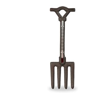 Thermometer, Pitchfork, Outdoor, Garden, Decoration, Read Temperature, Wall Ornament, HxW: 30 x 9 cm, Brown - Relaxdays Thermometer, Pitchfork, Outdoor, Garden, Decoration, Read Temperature, Wall Ornament, HxW: 30 x 9 cm, Brown - Relaxdays
