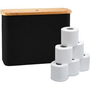 Relaxdays toilet paper holder, stores 12 rolls, HxWxD: 34.5 x 45 x 15 cm, fabric, bamboo, decorative, black Relaxdays toilet paper holder, stores 12 rolls, HxWxD: 34.5 x 45 x 15 cm, fabric, bamboo, decorative, black