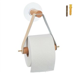 Toilet Paper Holder Wooden with Artificial Leather Band, Bathroom Roll, Modern, HxWxD: 18 x 18 x 8 cm, Natural - Relaxdays Toilet Paper Holder Wooden with Artificial Leather Band, Bathroom Roll, Modern, HxWxD: 18 x 18 x 8 cm, Natural - Relaxdays