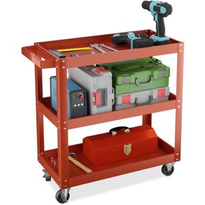Relaxdays Tool Trolley, 3 Tiers, Workshop Cart, up to 100 kg, 76 x 78 x 35 cm, DIY Equipment, Garage & Mechanic, Red Relaxdays Tool Trolley, 3 Tiers, Workshop Cart, up to 100 kg, 76 x 78 x 35 cm, DIY Equipment, Garage & Mechanic, Red