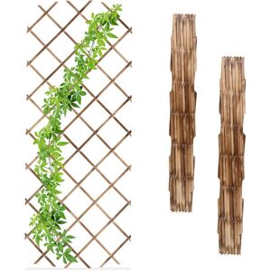 Relaxdays - 3x Garden Trellis, Climbing Plants Support, Balcony & Terrace, Extendable, Wooden Wall Frame, Flamed Natural Relaxdays - 3x Garden Trellis, Climbing Plants Support, Balcony & Terrace, Extendable, Wooden Wall Frame, Flamed Natural