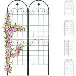 Trellis Set of 2, Metal, 180 x 50 cm, Garden Climbing Aid, Vintage, Arch + Flowers, Freestanding, Dark Green - Relaxdays Trellis Set of 2, Metal, 180 x 50 cm, Garden Climbing Aid, Vintage, Arch + Flowers, Freestanding, Dark Green - Relaxdays