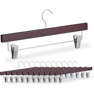 Set of 12 Trouser Hangers, 2 Clips Each, for Trousers & Skirts, hwd: 15.5 x 36 x 3 cm, Wood & Metal, Brown - Relaxdays Set of 12 Trouser Hangers, 2 Clips Each, for Trousers & Skirts, hwd: 15.5 x 36 x 3 cm, Wood & Metal, Brown - Relaxdays