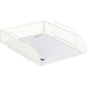 Relaxdays - 2x Stackable Document Trays, din A4, Grid Design, Letter Rack for the Office, Metal, WxD: 25 x 34 cm, White Relaxdays - 2x Stackable Document Trays, din A4, Grid Design, Letter Rack for the Office, Metal, WxD: 25 x 34 cm, White