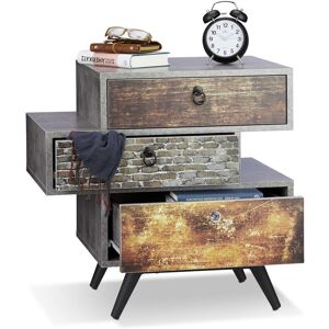 Vintage Dresser with 3 Drawers, Concrete-Look Chest of Drawers, Shabby Chic with Handles, hwd: 60 x 60 x 40 cm, Grey - Relaxdays Vintage Dresser with 3 Drawers, Concrete-Look Chest of Drawers, Shabby Chic with Handles, hwd: 60 x 60 x 40 cm, Grey - Relaxdays