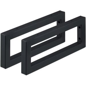 Relaxdays - Wall Shelf Brackets, Set of 2, 40 cm, Steel, Supports for Washbasin & Shelving, Rectangular Design, Black Relaxdays - Wall Shelf Brackets, Set of 2, 40 cm, Steel, Supports for Washbasin & Shelving, Rectangular Design, Black