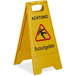 Relaxdays - 10x Wet Floor Sign, Cleaning Supplies, Slippery Surface, Free-Standing, A-frame, Foldable, Two-Sided, Yellow Relaxdays - 10x Wet Floor Sign, Cleaning Supplies, Slippery Surface, Free-Standing, A-frame, Foldable, Two-Sided, Yellow