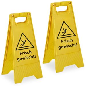 Relaxdays Wet Floor Sign, Set of 2, Foldable A-frame, Double-sided, Plastic, Yellow Relaxdays Wet Floor Sign, Set of 2, Foldable A-frame, Double-sided, Plastic, Yellow