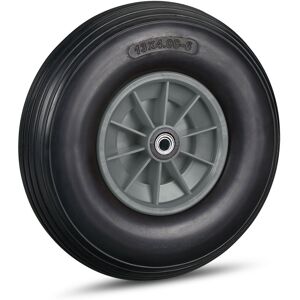 Relaxdays - Wheelbarrow Wheel 4.00-6, Solid Rubber with Plastic Rim, 3 Adaptors, Flatproof Spare Tyre, 136 kg, Black-Grey Relaxdays - Wheelbarrow Wheel 4.00-6, Solid Rubber with Plastic Rim, 3 Adaptors, Flatproof Spare Tyre, 136 kg, Black-Grey