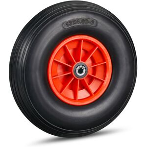 Relaxdays - Wheelbarrow Wheel 4.00-6, Solid Rubber with Plastic Rim, 3 Adaptors, Flatproof Spare Tyre, 136 kg, Black-Red Relaxdays - Wheelbarrow Wheel 4.00-6, Solid Rubber with Plastic Rim, 3 Adaptors, Flatproof Spare Tyre, 136 kg, Black-Red