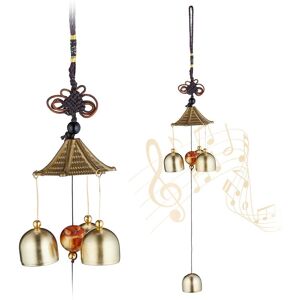 Relaxdays Set of 2 Wind Chimes, Metal, Outdoor & Indoor, Garden, Balcony, Terrace, Hanging Decor, Feng Shui, Gold/Black Relaxdays Set of 2 Wind Chimes, Metal, Outdoor & Indoor, Garden, Balcony, Terrace, Hanging Decor, Feng Shui, Gold/Black