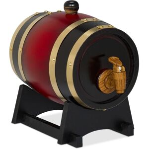 Relaxdays Wooden Barrel, 1.25 L, Whisky Cask with Stand & Tap, for Wine & Spirits, Decorative Keg, Decanter, Red/Black Relaxdays Wooden Barrel, 1.25 L, Whisky Cask with Stand & Tap, for Wine & Spirits, Decorative Keg, Decanter, Red/Black
