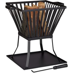 Relaxdays - xl Fire Bowl with Poker for Patio & Garden, Drip Tray, For Wood, hwd 56 x 56.5 x 45 cm, Black Relaxdays - xl Fire Bowl with Poker for Patio & Garden, Drip Tray, For Wood, hwd 56 x 56.5 x 45 cm, Black