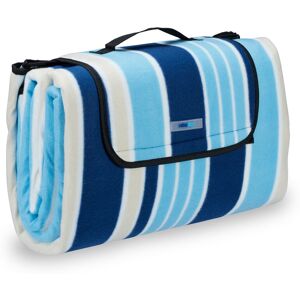Relaxdays - xxl Picnic Blanket, Aluminium Coating, Folding Beach Rug with Handle, 200x200 cm, Blue-White Relaxdays - xxl Picnic Blanket, Aluminium Coating, Folding Beach Rug with Handle, 200x200 cm, Blue-White