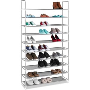 Relaxdays - 2x Shoe Rack for 50 Pairs, 10 Levels, Footwear Storage Shelf, hwd: 175.5 x 100 x 29 cm, Fabric & Metal, Grey Relaxdays - 2x Shoe Rack for 50 Pairs, 10 Levels, Footwear Storage Shelf, hwd: 175.5 x 100 x 29 cm, Fabric & Metal, Grey