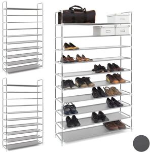 Relaxdays 3x Shoe Rack for 50 Pairs, 10 Levels, Footwear Storage Shelf, HWD: 175.5 x 100 x 29 cm, Fabric & Metal, Grey Relaxdays 3x Shoe Rack for 50 Pairs, 10 Levels, Footwear Storage Shelf, HWD: 175.5 x 100 x 29 cm, Fabric & Metal, Grey
