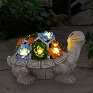 TINOR Resin Outdoor Garden Turtle Statue - with Succulent Plants and 7 Solar Powered LED Lights Gift Idea for Women Men Mom Cute Home Balcony Terrace TINOR Resin Outdoor Garden Turtle Statue - with Succulent Plants and 7 Solar Powered LED Lights Gift Idea for Women Men Mom Cute Home Balcony Terrace