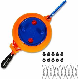 Mumu - Retractable Camping Clothesline, Portable 8m Expandable Clothesline for Garden, Travel, Bathroom, Laundry Room (10 Fixed Buckles and 20 Mumu - Retractable Camping Clothesline, Portable 8m Expandable Clothesline for Garden, Travel, Bathroom, Laundry Room (10 Fixed Buckles and 20