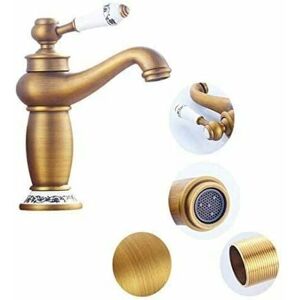 Peny - Rétro Mitigeur Robinet de Lavabo Laiton Céramique Évier Robinet Bleu Et Blanc en Porcelaine à Long Cou Vintage Floral avec l'entrée Robinet Peny - Rétro Mitigeur Robinet de Lavabo Laiton Céramique Évier Robinet Bleu Et Blanc en Porcelaine à Long Cou Vintage Floral avec l'entrée Robinet