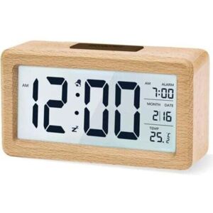 TOOLIVE Réveil numérique, horloge de chevet en bois avec grand écran LCD rétroéclairé, température, fonction Snooze, capteur de luminosité, 3 piles TOOLIVE Réveil numérique, horloge de chevet en bois avec grand écran LCD rétroéclairé, température, fonction Snooze, capteur de luminosité, 3 piles