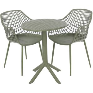 Rimini Lattice Bistro Table and 2 Armchair Set - Plastic/Metal - L60 x W60 x H84 cm - Moss Green - Partially Assembled Rimini Lattice Bistro Table and 2 Armchair Set - Plastic/Metal - L60 x W60 x H84 cm - Moss Green - Partially Assembled