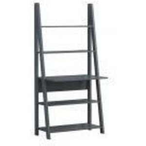 TIMBER ART DESIGN UK Dark Grey Tall Ladder Desk With 5 Tier Shelves Space Saving Home Office Furniture TIMBER ART DESIGN UK Dark Grey Tall Ladder Desk With 5 Tier Shelves Space Saving Home Office Furniture