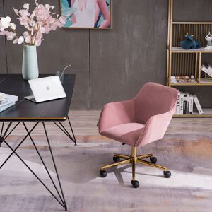 Abrihome - New Velvet Fabric Material Adjustable Height Swivel Home Office Chair For Indoor Office With Gold Legs,Pink Abrihome - New Velvet Fabric Material Adjustable Height Swivel Home Office Chair For Indoor Office With Gold Legs,Pink