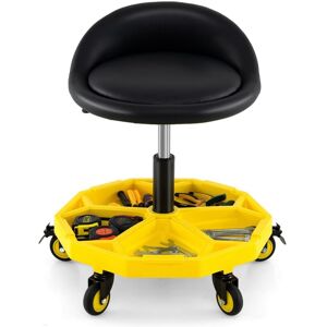 Costway - Rolling Garage Stool 54-67cm Adjustable Rolling Mechanic Stool-Yellow Costway - Rolling Garage Stool 54-67cm Adjustable Rolling Mechanic Stool-Yellow