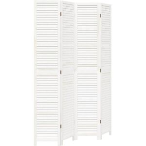 Room Divider 4 Panels White Solid Wood Paulownia vidaXL Room Divider 4 Panels White Solid Wood Paulownia vidaXL