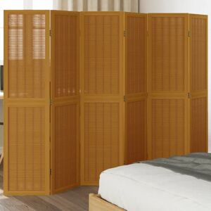 Bonnevie - Room Divider,Partitio,Separator 6 Panels Brown Solid Wood Paulownia CFW87808 Bonnevie - Room Divider,Partitio,Separator 6 Panels Brown Solid Wood Paulownia CFW87808