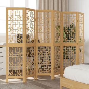 Bonnevie - Room Divider,Partitio,Separator 6 Panels Brown Solid Wood Paulownia VSVS968725 Bonnevie - Room Divider,Partitio,Separator 6 Panels Brown Solid Wood Paulownia VSVS968725