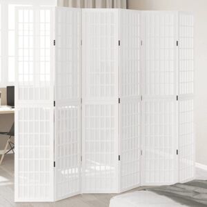 Bonnevie - Room Divider,Partitio,Separator 6 Panels White Solid Wood Paulownia CFW79845 Bonnevie - Room Divider,Partitio,Separator 6 Panels White Solid Wood Paulownia CFW79845