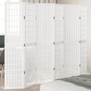 Bonnevie - Room Divider,Partitio,Separator 6 Panels White Solid Wood Paulownia VSVS380027 Bonnevie - Room Divider,Partitio,Separator 6 Panels White Solid Wood Paulownia VSVS380027