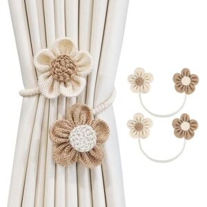 GROOFOO Rope Curtain Tiebacks 2 Pack Sunflower Curtain Tieback Boho Simple Elegant DIY Curtain Holdbacks Accessories Wall Decoration for Home Office GROOFOO Rope Curtain Tiebacks 2 Pack Sunflower Curtain Tieback Boho Simple Elegant DIY Curtain Holdbacks Accessories Wall Decoration for Home Office