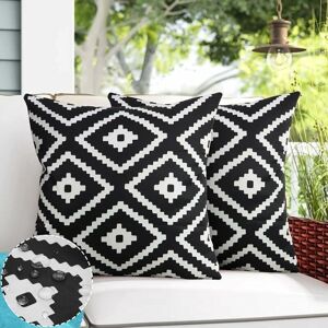Rose - Set of 2 Boho Cushion Covers Waterproof Outdoor 18 x 18 Decorative Black and White Outdoor Rose - Set of 2 Boho Cushion Covers Waterproof Outdoor 18 x 18 Decorative Black and White Outdoor