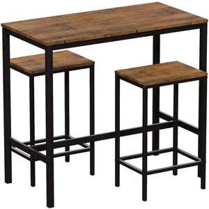 Home Discount - Roslyn 2 Seater Bar Table and Stools Set Kitchen Dining Furniture, Dark-Wood Home Discount - Roslyn 2 Seater Bar Table and Stools Set Kitchen Dining Furniture, Dark-Wood