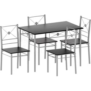 Home Discount - Roslyn 4 Seater Dining Set Kitchen Dining Table and Chairs Furniture, Black Home Discount - Roslyn 4 Seater Dining Set Kitchen Dining Table and Chairs Furniture, Black