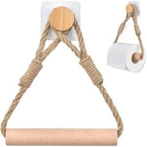 GROOFOO Rouleau de Papier Toilette sans perçage, Porte-Papier Toilette Corde en Bois Anneau De Serviette Rustic GROOFOO Rouleau de Papier Toilette sans perçage, Porte-Papier Toilette Corde en Bois Anneau De Serviette Rustic